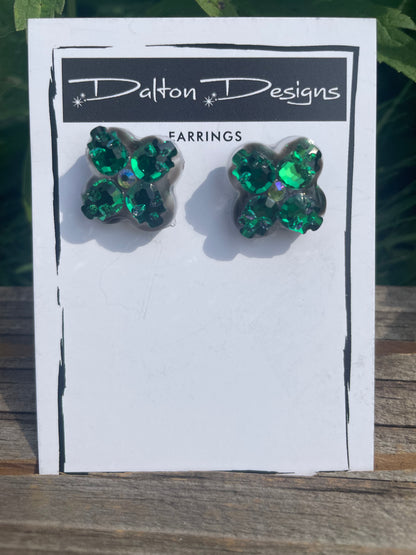 Green AB Tiny Skull Studs