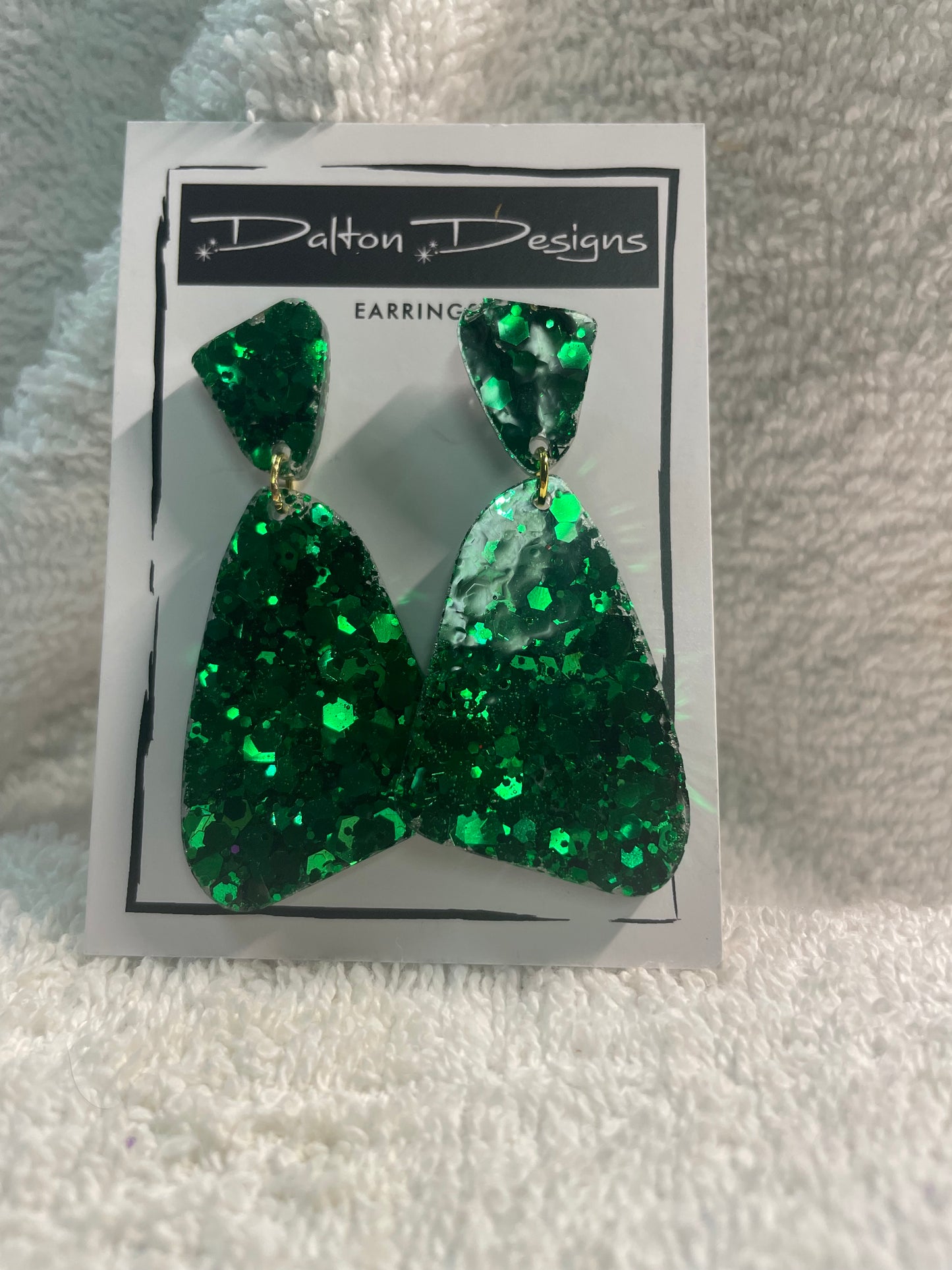 Green Chunk Glitter Earrings