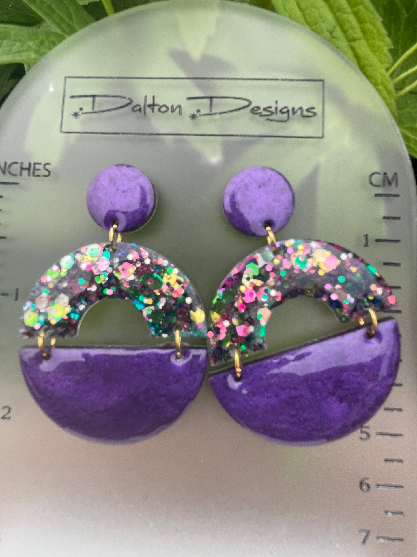 Mardi Gras Inspired Modern Arch Earrings