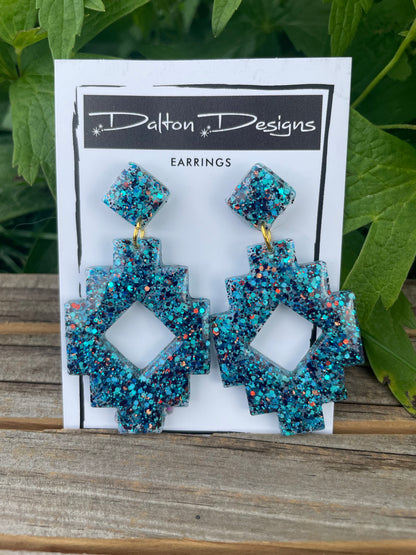 Turquoise Mix Aztec Earrings