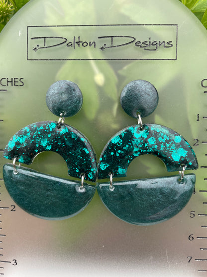 Raven Teal Modern Arch Earrings
