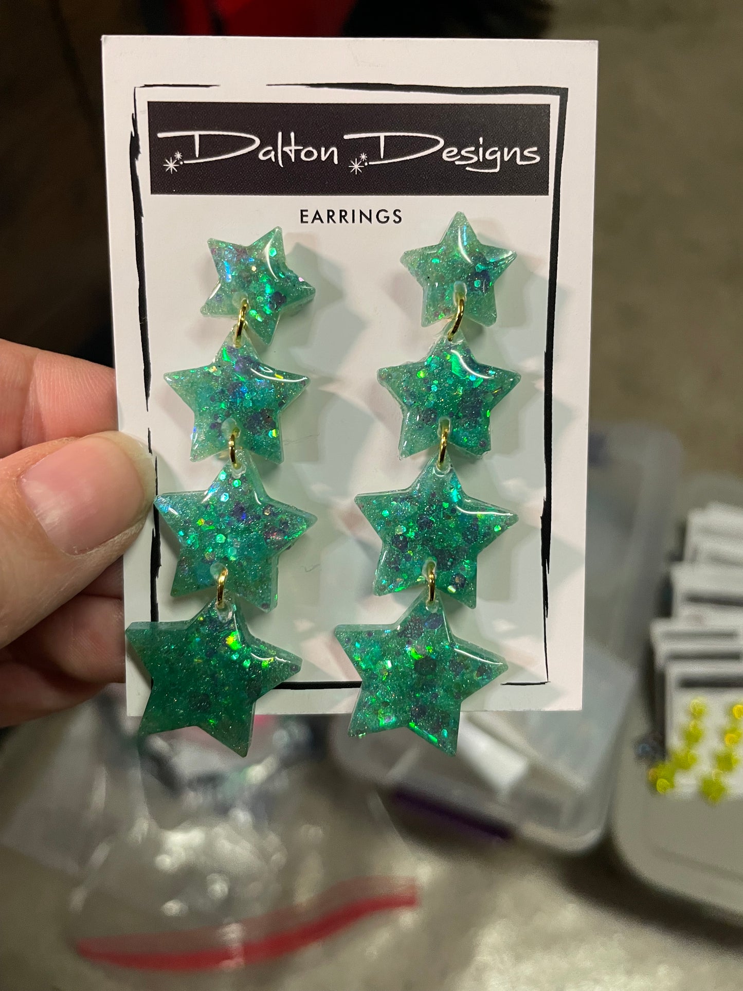 Turquoisey Star Earrings