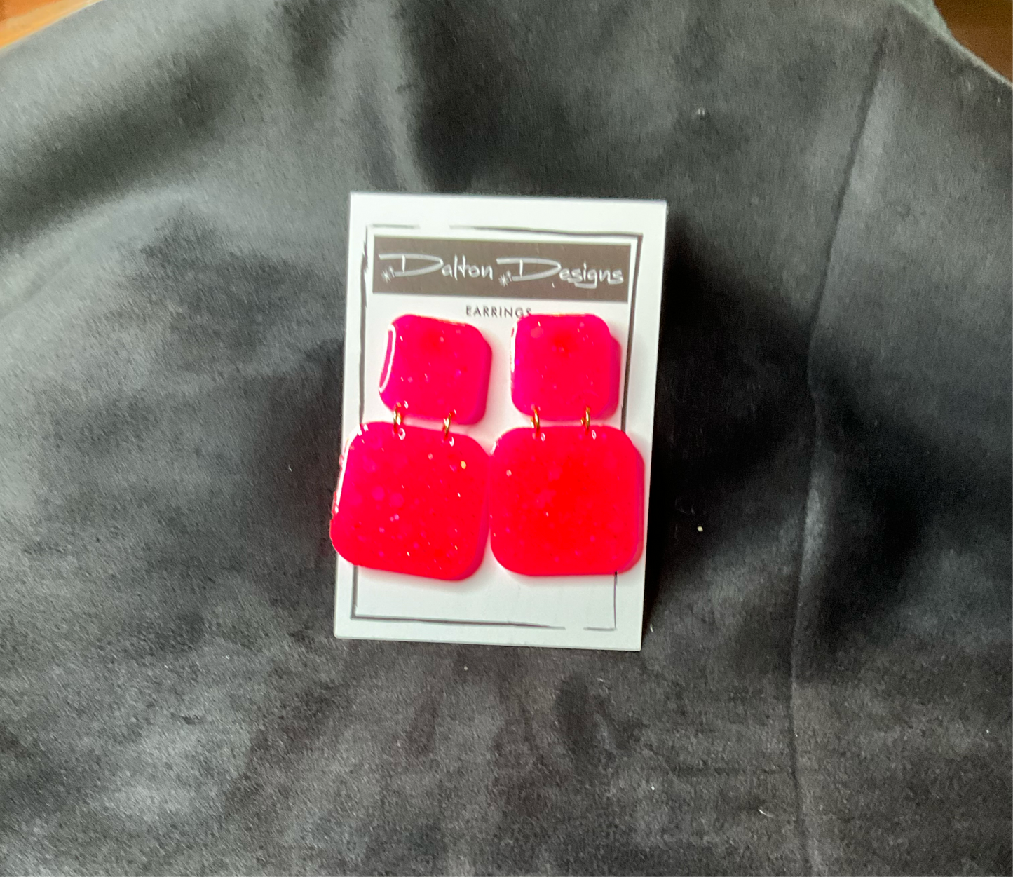 Bright Coral Glitter Earrings