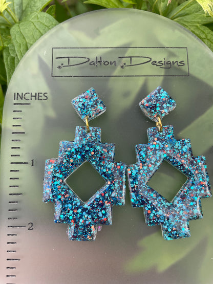 Turquoise Mix Aztec Earrings