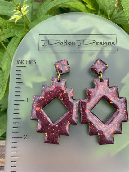 Brown Mauvey Aztec Earrings