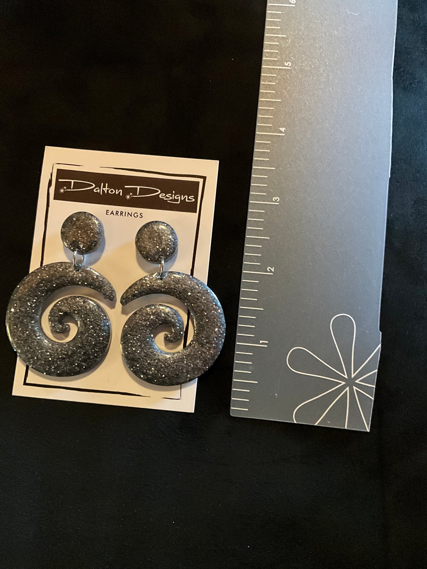 Steel Gray Glitter Spiral Earrings