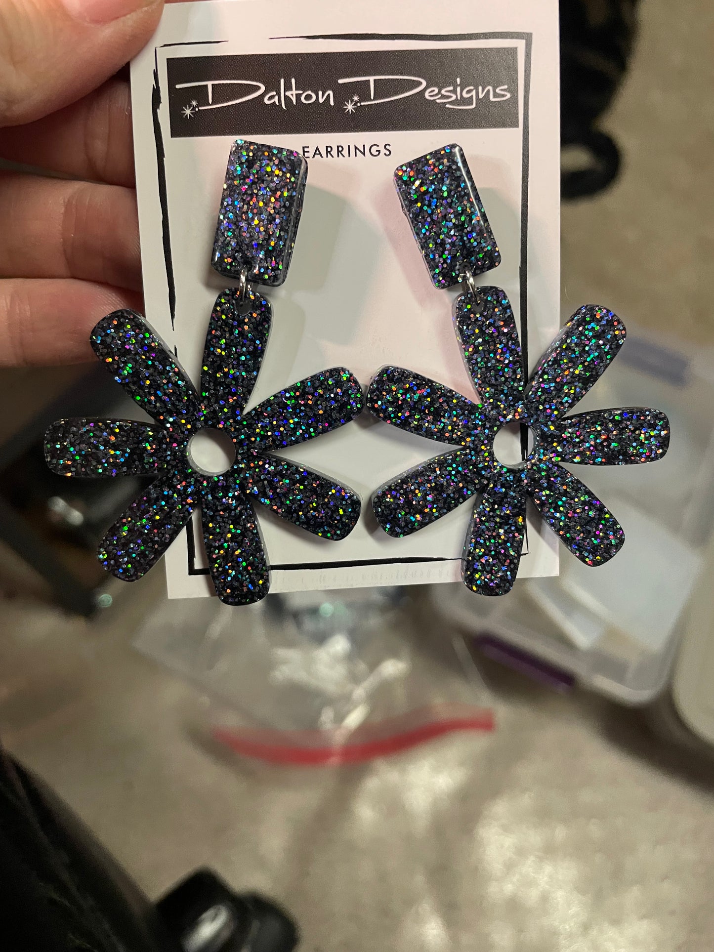 Black AB Spur Earrings