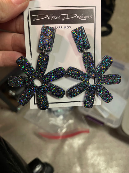 Black AB Spur Earrings