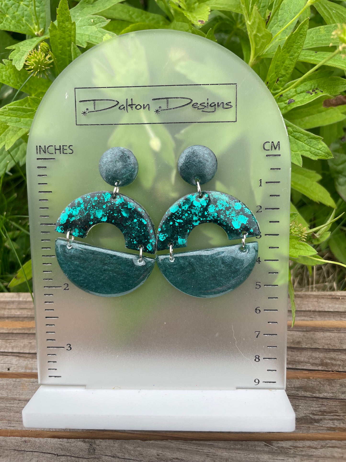 Raven Teal Modern Arch Earrings